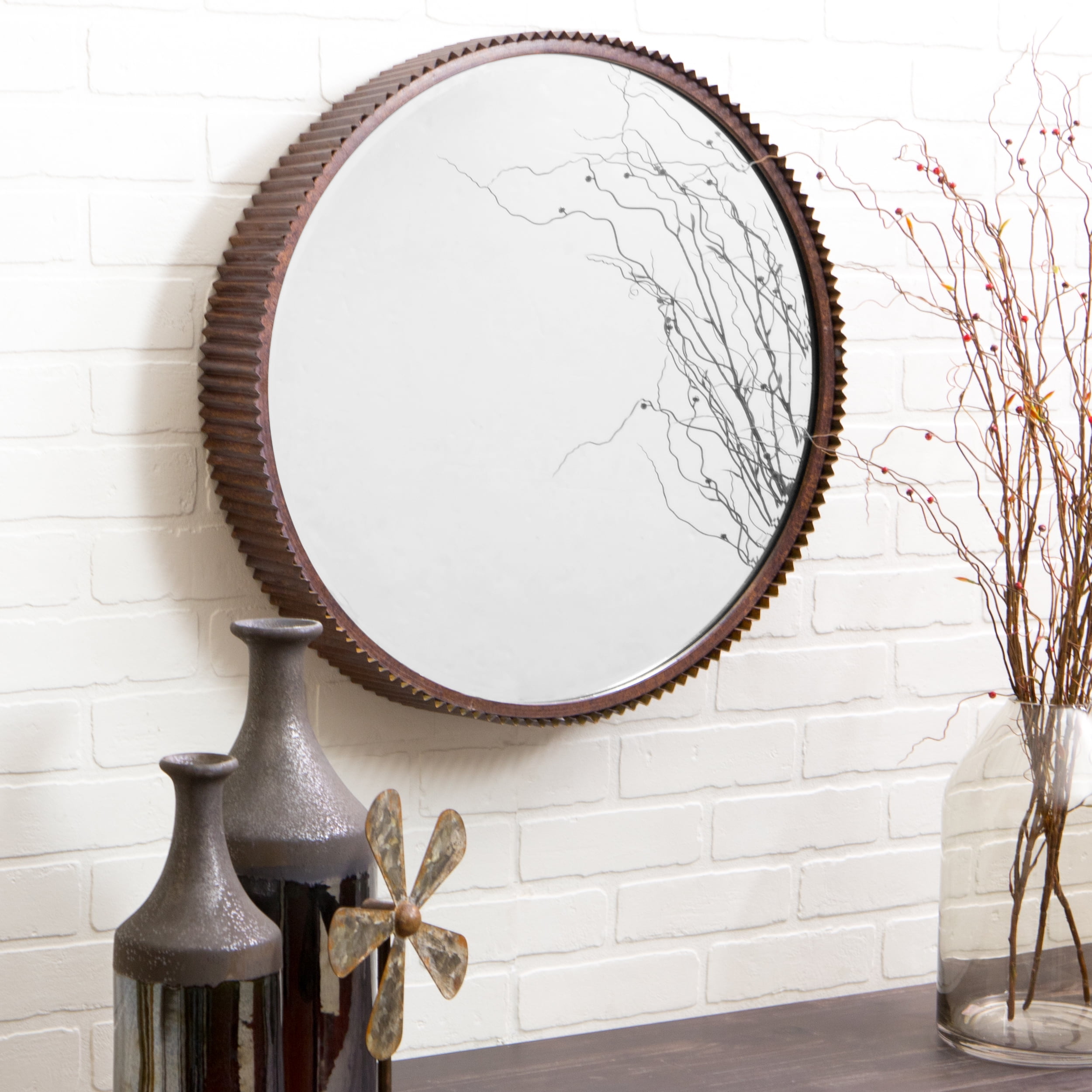 A&B Home French Chic Vintage Round Wall Mirror 