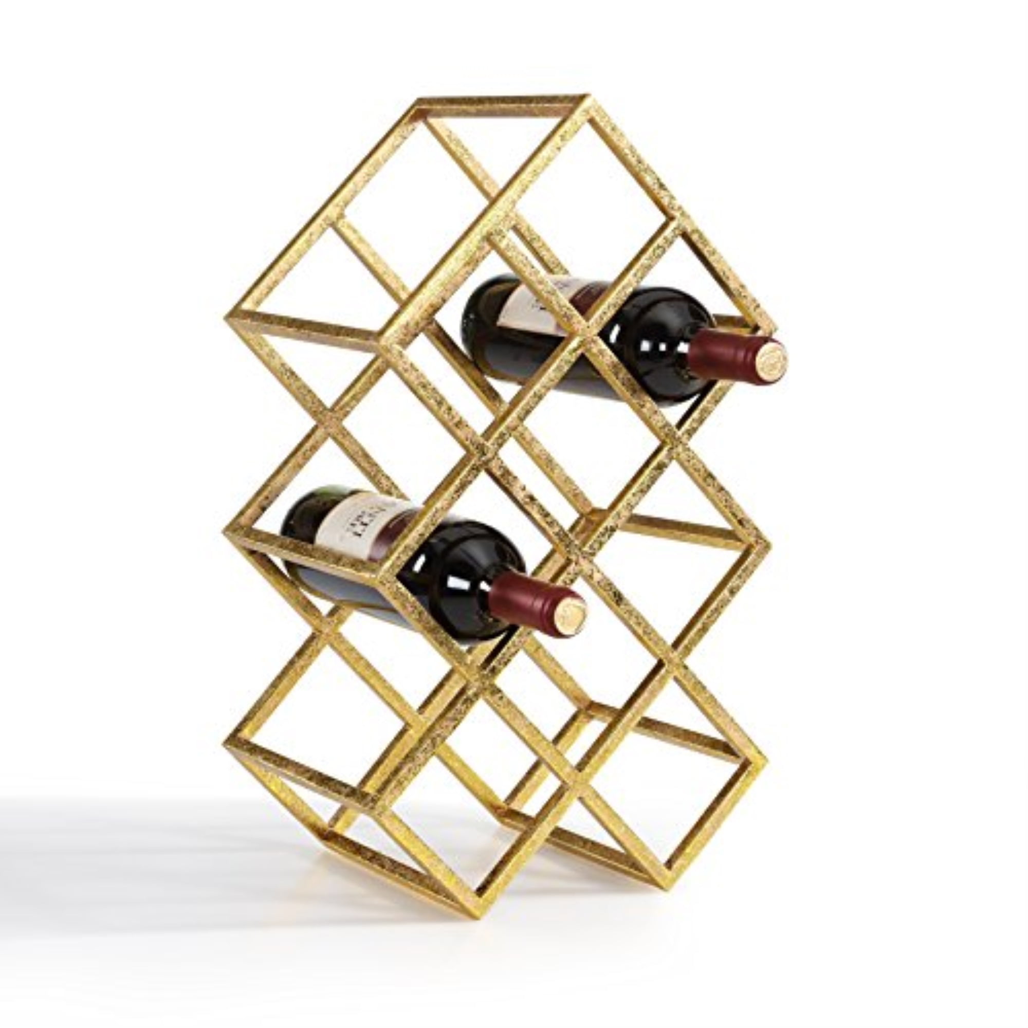 Bar Music Bar Modern Contemporary Rustic Minimalist Gold Color Free Standing Sturdy 6 Bottle Countertop Table Wine Rack Suitable for Living Room Upmoten Metal Creative Geometric Wine Rack