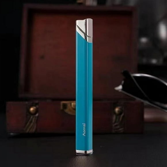 Portable Lighters, Thin Metal Lighters, Torch Lighters, Refillable Butane Lighters, Soft Flame Lighters, Cigar Lighters, Gifts for Men and Women(Blue)