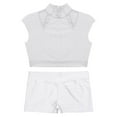thumbnail image 3 of vastwit Kids Girls Figure Skating Gymnastics Performance Outfit Sleeveless Crop Top+ Shorts Set 2Pcs White 12, 3 of 7