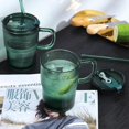 thumbnail image 3 of 450ml Jug with Lid and Straw, Iced Coffee Jug with Straw and Lid, Set of 2 Green Water Vagos with Straw, 3 of 5
