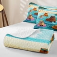 thumbnail image 4 of jejeloiu Kawaii Capybara Print Twin Quilt Set,Cute Animals Twin Coverlet Set For Boys,Teal Orange,2pcs, 4 of 7