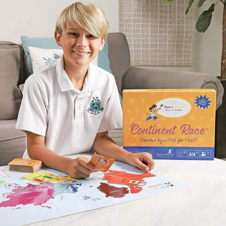 Continent Race - Geography Learning Educational Game for Kids 7 Years and  Up Trivia Card Board Game for Family Activities, Game Night by Byron's  Games