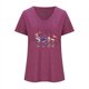 thumbnail image 3 of Camisetas de Cuello Redondo Impreso Gradiente de las Mujeres, Manga Corta Casual Top para el Uso Diario, 3 of 5