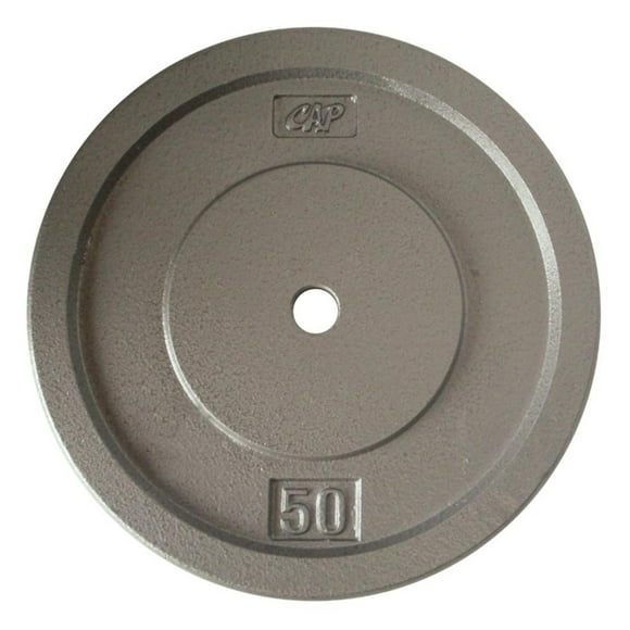 CAP Barbell Standard 1-Inch Cast Iron Weight Plate, 50 lb, Single, Grey