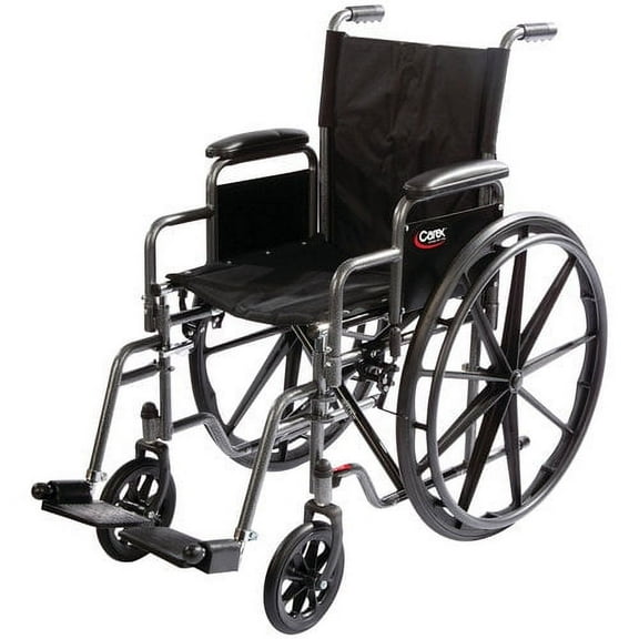 Carex Aluminium Wheelchair, Swing Away Footrests, Removable Armrests,  Padded Seat, 300 lb Capacity