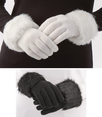 white gloves with fur trim