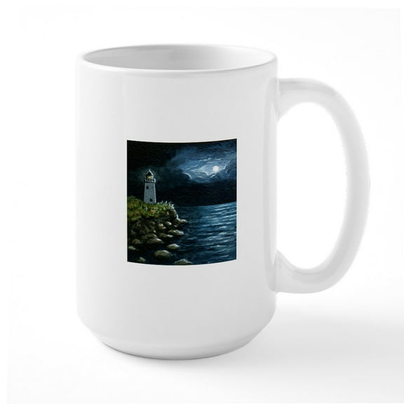 CafePress - Sea View 245 Lighthouse Mugs - 15 oz Ceramic Large White Novelty Mug
