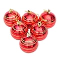 thumbnail image 2 of kiskick 6Pcs/Box 6cm Christmas Balls - Vibrant Round Shape with Stripe Design, Lightweight Reusable Decoration, Color Painted Xmas Theme Balls, Party Pendant Supplies, 2 of 8