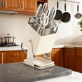 thumbnail image 2 of Rotating Knife Storage Block with Drain Tray, Stainless Steel 9 Slot Kitchen Knife Holder, Countertop Cutter Organizer with Thickened Anti-Slip Base, Easy Clean, 2 of 5