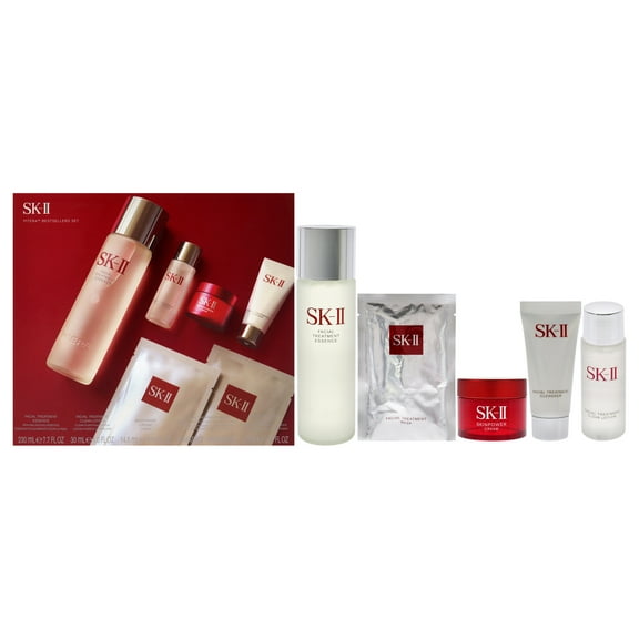 SK-II Pitera Bestsellers Set , 6 Pc 7.7oz Facial Treatment Essence, 1oz Facial Treatment Clear Lotion, 0.49oz Skinpower Cream, 2 Facial Treatment Mask, 0.57oz Facial Treatment Cleanser