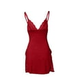 thumbnail image 5 of Guanyst Clothing Night Gowns for Women Babydoll Sleepwear Dress Lace Trim Sleep Dress Chemise Nightgowns Side Split Nighty Red XXXL, 5 of 7