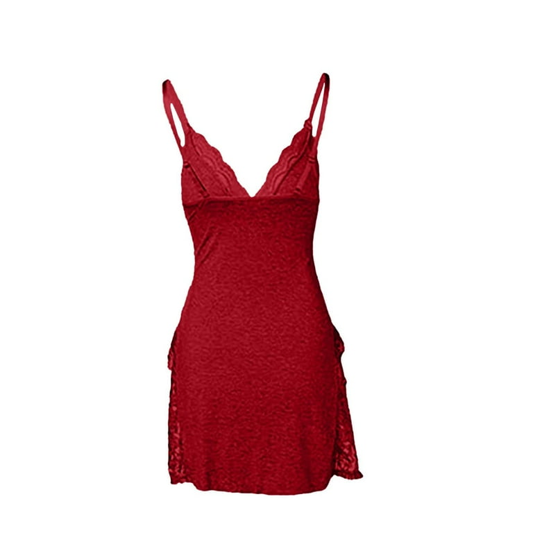 Women's Cotton Sleepwear Lace Trim Slit Nightgown Lace Trim Side Sleep  Dress Slit Bowknot Decor Sleep Spaghetti Dress, Women's Sleepwear XXL -  Walmart.com