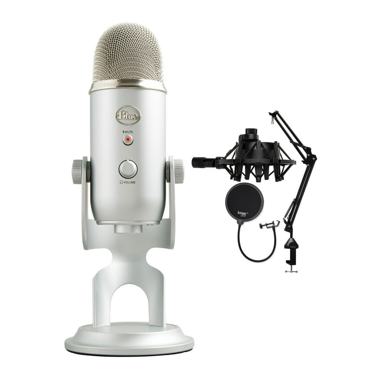  Blue Microphones Yeti USB Microphone (White Mist) Bundle with  Desktop Boom Arm Microphone Stand, Shock Mount and Pop Filter (4 Items) :  Musical Instruments