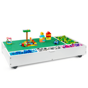 Milliard Kids Rollaway Activity Table with Toy Organizer Double-Sided Playboard Wood, White