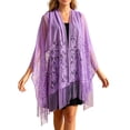 thumbnail image 3 of UDAUDU Shawls and Wraps for Evening Dresses Scarfs for Women Wedding Formal Shawl Lace Cardigan Summer Floral Print Shawls Purple, 3 of 6