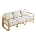 thumbnail image 6 of ReNest Outdoor Patio 3-Seater Sofa, Aluminum Wood-Grain Couch with 6.3" Thick Olefin Cushions, Rustproof & Water-Repellent, Cream, 6 of 8