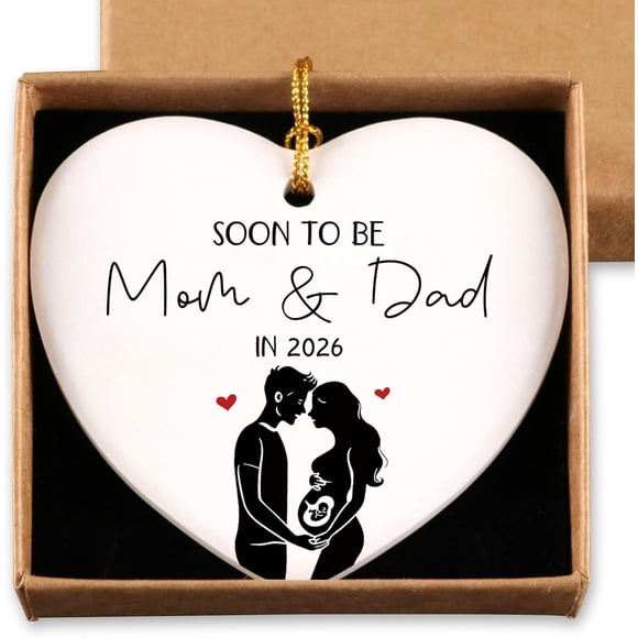 2pcs Circular Ceramic Gift Pendant Craft Hanging Decoration Family Keepsake Round White Porcelain(be mon and dad)