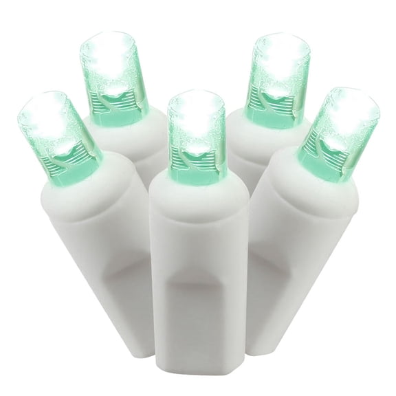 Vickerman 100 Green Wide Angle LED Light on White Wire, 50' Christmas Single Mold Light Strand