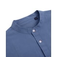 thumbnail image 3 of sogami Men's Long Sleeve Cotton Linen Shirts Band Collar Button Down Shirt, 3 of 7