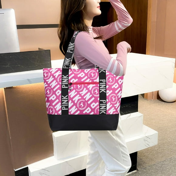 Bolsa de fin de semana para mujer, bolsa de equipaje de gran capacidad, cierre de cremallera, bolso de hombro informal, ligero para ir de compras