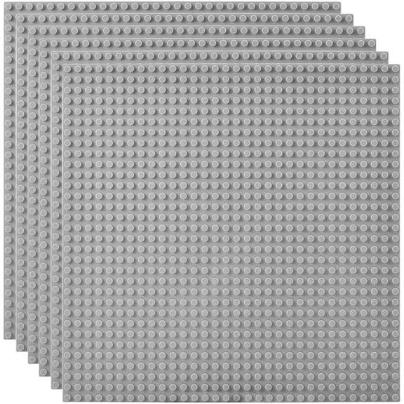 6 Pack Classic Base plates, 10"x10" Large Building Board Baseplates 100% Compatible with All Major Brands, Grey