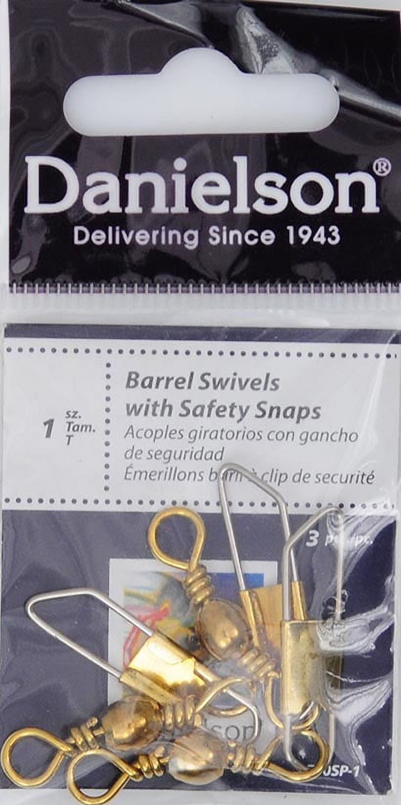 Danielson Solid Brass Barrel Swivels w/ Safety Snaps Fishing Terminal Tackle, #1, 3-pack - image 2 of 3