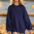 thumbnail image 6 of Women's Oversized Sweaters Fall Outfits Trendy Crewneck Knit Side Slit Fashion Pullover Tops, 6 of 8