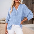 thumbnail image 2 of LIUJUNSHOP Womens Casual Button V Neck Long Sleeve Shirts Oversized Solid Blouses Tops, 2 of 4