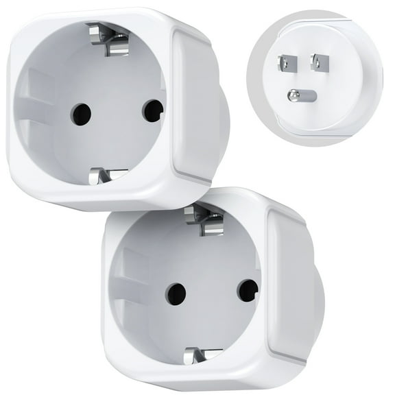 Fosmon 2 Pack European To US Plug Adapter, EU To US Plug Adapter, Compact Europe Type C/E/F Plugs To USA Type B Outlets Power Adapter Travel Converter