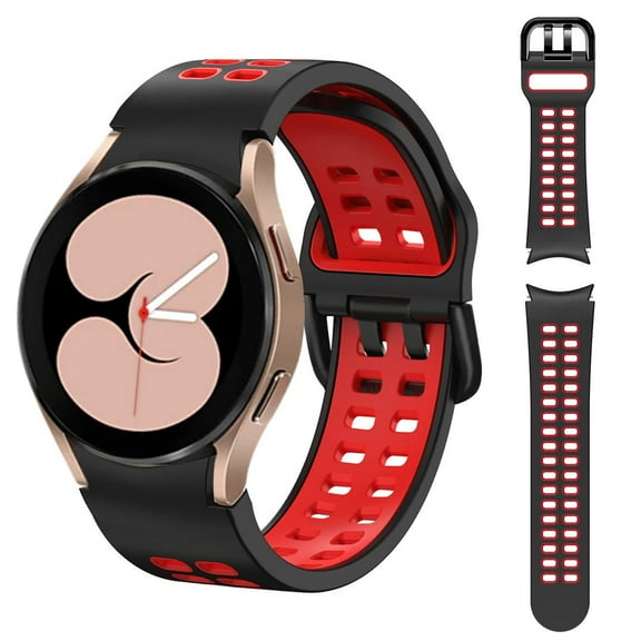 No Gaps Silicone Band for Samsung Galaxy Watch 4 Classic 46mm 42mm/Watch 4 40mm 44mm, Smartwatch Belt Sport Silicone Bands with Double Buckle Design Bracelet Galaxy Watch 4 Strap