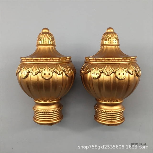 Shisuyan Window Drapery Finials Golden Plastic for Home Decor Enthusiasts 10Pcs 4.13X2.55X1.10In