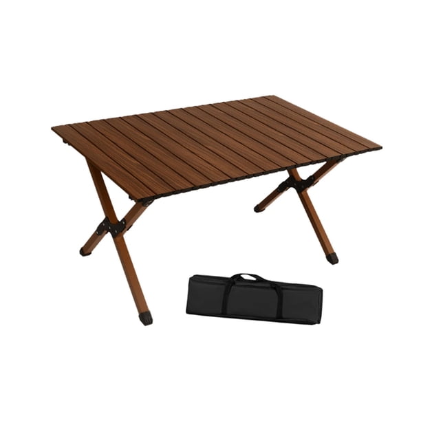 Mesa plegable para acampar, escritorio para exteriores con bolsa de almacenamiento, muebles, mesa de picnic plegable, portátil para cocinar barbacoa, marrón
