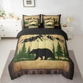 thumbnail image 3 of Homewish Wild Animal Bear 7 Pieces Bedding Comforter Set,Natural Landscape Mountain Full Bedding Set,Beige Brown Green Fitted Sheet Flat Sheet For Adults,Breathable Home Decor Reversible, 3 of 9