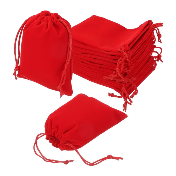 Uxcell 20 Pcs Bolsa de Terciopelo con Cierre de Cordón, 4 x 4.7 Pulgadas, Bolsas de Regalo de Terciopelo para Favor de Boda, Empaque de Joyas, Organización y Almacenamiento, Rojo