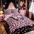 thumbnail image 2 of Manfei Pink Leopard Print Bow Letter W Twin Bedding Sets for Girls, Bowknot Initial Bedding Comforter Set, Pink Reversible, 7pcs, 2 of 7