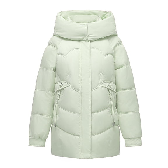 Lenago Plus Size Quilted Jackets for Women Casual Colored Long-Sleeved Hooded Jacket Packable Puffer Jacket(Green 3XL)
