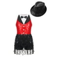 thumbnail image 1 of Linjinx Robe de Danse Latine à Sequins pour Filles Costume de Salon Jazz Tango Rumba et Jupe Tutu Rouge&Noir 6, 1 of 5