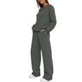 thumbnail image 6 of ClodeEU Women 2 Piece Tracksuit Matching Outfit ,Crew Neck Long Sleeve Sweatshirt and Drawstring Wide Leg Pants Dark Gray,Women's Plus M, 6 of 7
