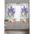 thumbnail image 5 of Sheer Curtains 72 Inches Long, Purple Lavender Semi Sheer Curtains Light Filtering Window Treatment, Spring Floral Daisy Butterfly Leaves Gray Privacy Voile Drapes for Living Room Bedroom 52x72 Inch, 5 of 7