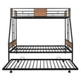 thumbnail image 3 of DEALTOPS Twin over Full Metal Bunk Bed Frame with Safety Guardrails and Wooden Headboard, Black, 3 of 10