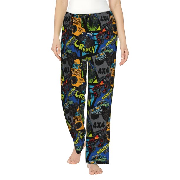 Balery Off-Road Vehicle Pantalones de pijama para mujer, pijamas ultraligeros, pantalones de estar por casa-X-Large