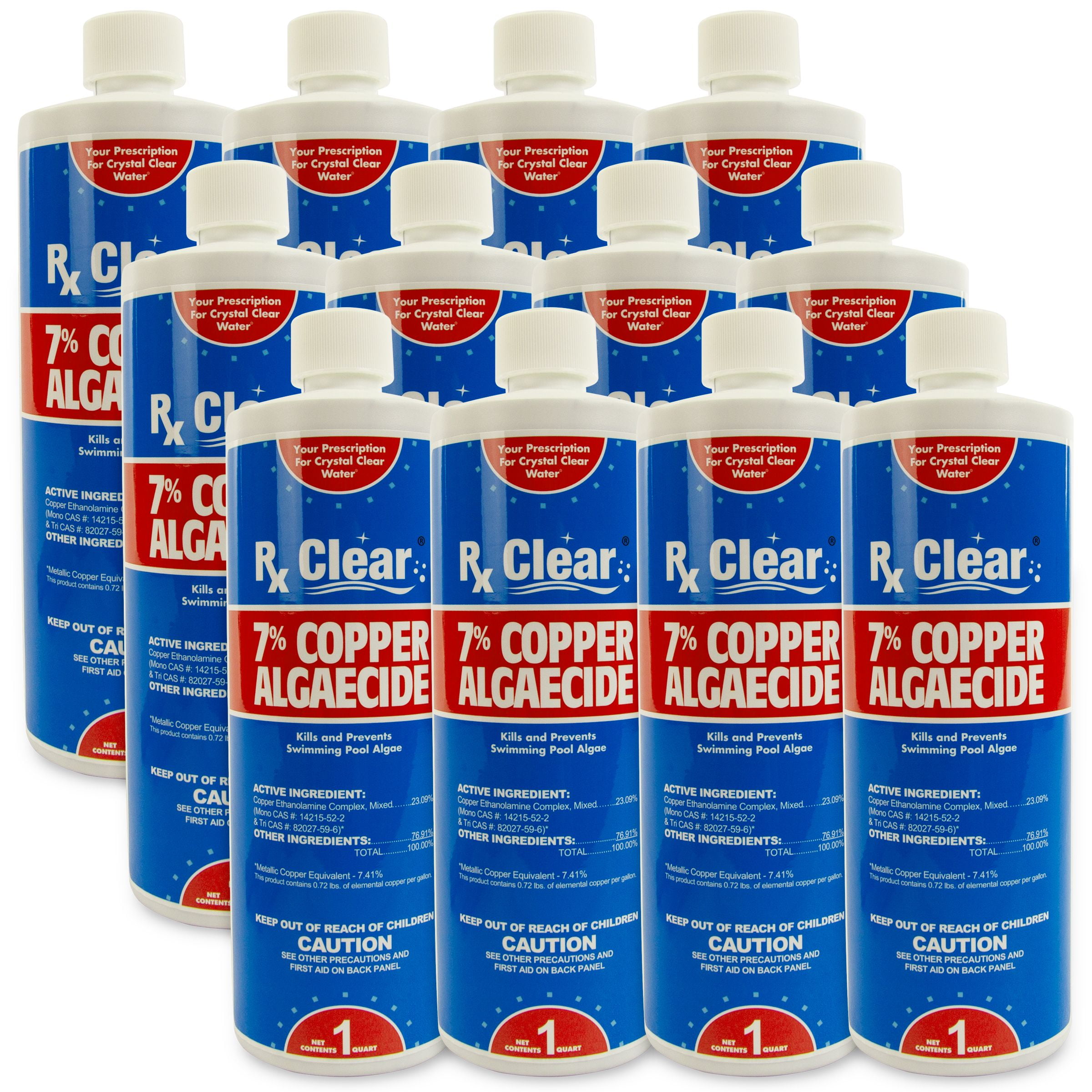 Rx Clear 7 Copper Algaecide for Swimming Pools 12 Pack