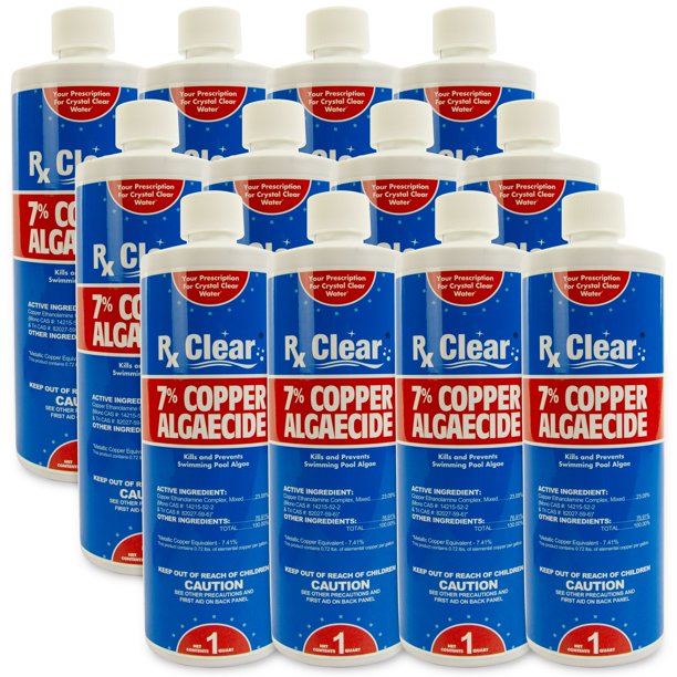 Rx Clear 7 Copper Algaecide for Swimming Pools 12 Pack