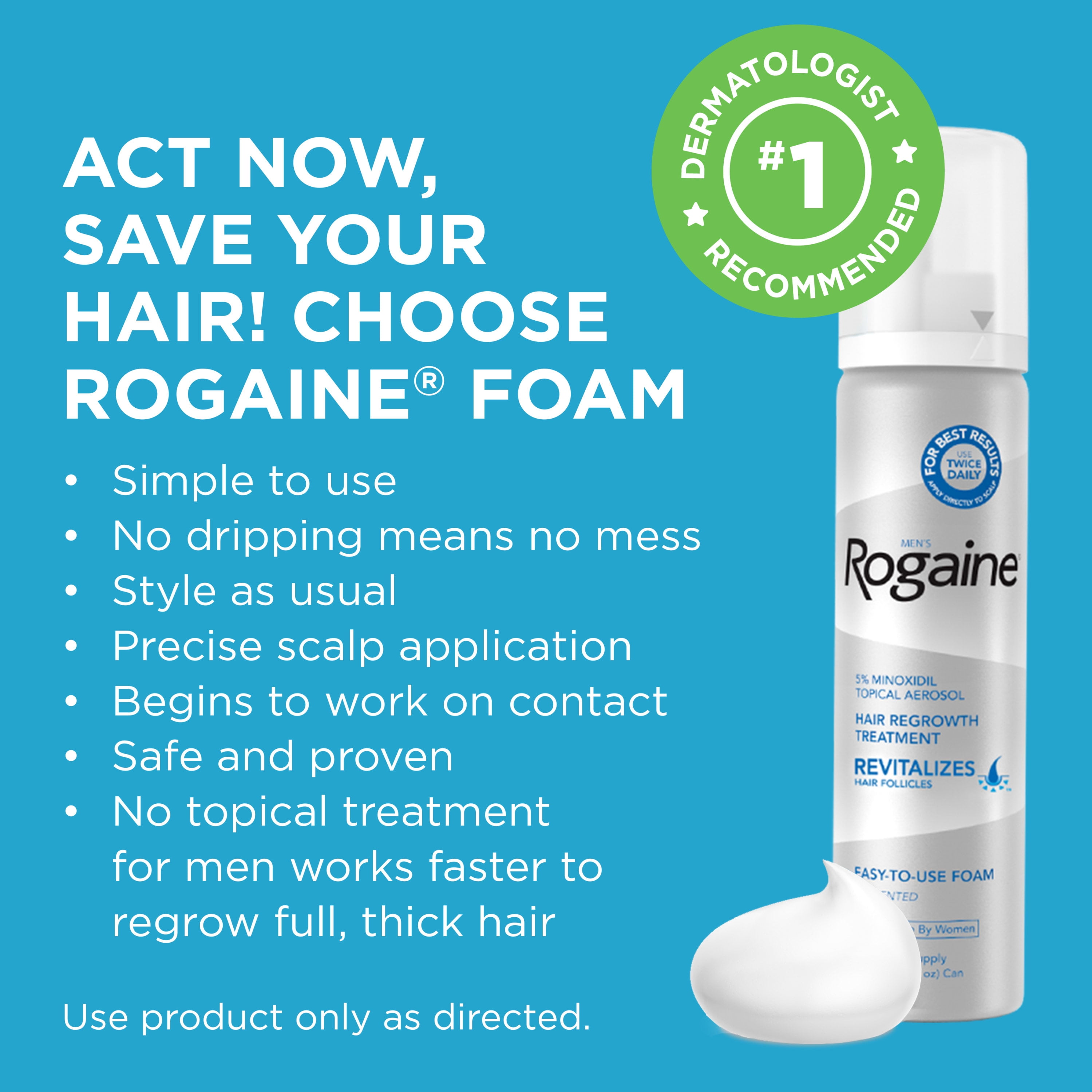 genvinde fra nu af Professor Men's Rogaine 5% Minoxidil Foam for Hair Regrowth, 3-month Supply -  Walmart.com