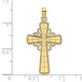 thumbnail image 2 of 16mm 10k Solid Yellow Gold Polished With Beaded Edge Grid Accent Religious Faith Cross Charm Pendant Necklace for Women, 2 of 2