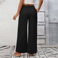 thumbnail image 6 of BUIGTTKLOP Womens Cotton Linen Pants Drawstring High Waisted Palazzo Pants Wide Leg Loose Fitted Beach Trousers, 6 of 6