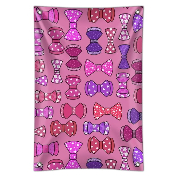 Cute Girly Pink and Purple Bows Pattern Home Business Office Sign