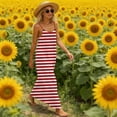 thumbnail image 2 of Lovzfmll Striped Spaghetti Strap Maxi Dress for Women Low Back Sleeveless Casual Sundress Vacation Style Lightweight Travel Wear, 2 of 9