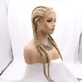 thumbnail image 3 of Blonde Synthetic Braided Lace Front Wig Blonde 4x Twist Braids Wig with Baby Hair Heat Resistant Fiber Wig for Women, 3 of 5